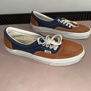 Vans Era Two Tone Canvas Sneakers Women's 9.5 Men's 8 Brown Blue *Used Excellent